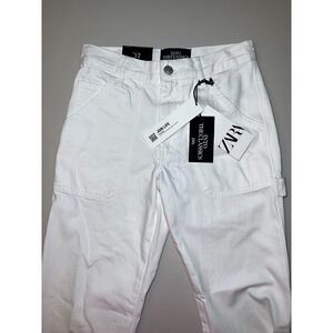 Zara Relaxed Fit Worker Pant White Denim Size 32 NWT